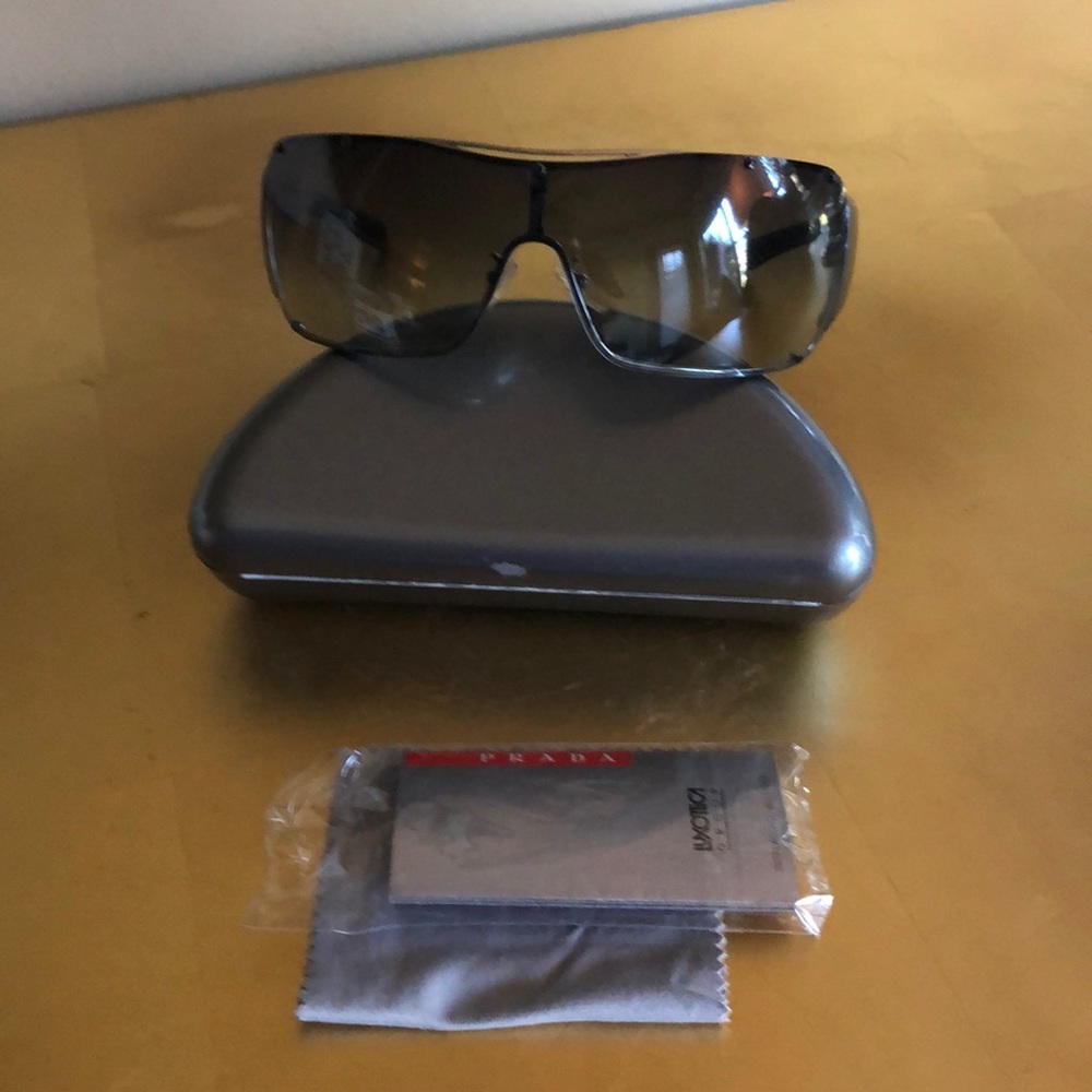 Prada Shield Sunglasses in Smoke Gradient and Gunmetal